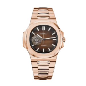 SEIKO Nautilus Mod (Open Heart) Rose Gold Chocolate