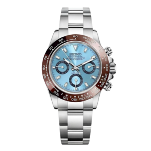 SEIKO Daytona Mod Ice Blue W/Brown