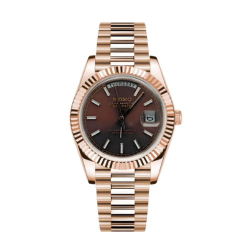 SEIKO Day-Date Mod Rose Gold Chocolate