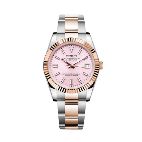 SEIKO Datejust Mod Two Tone Rose Gold W/Pink