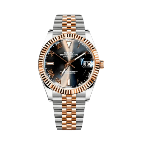 SEIKO Datejust Mod Two Tone Gold W/Black Roman