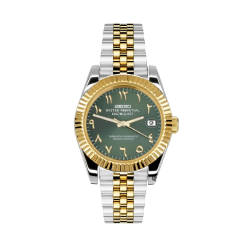 SEIKO Datejust Mod Arabic Silver Gold Green