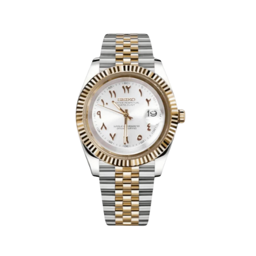 SEIKO Datejust Mod Arabic Two Tone Pure White