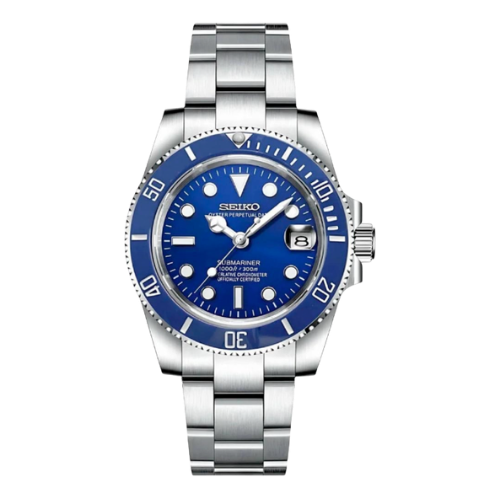 SEIKO Submariner Mod Silver Blue